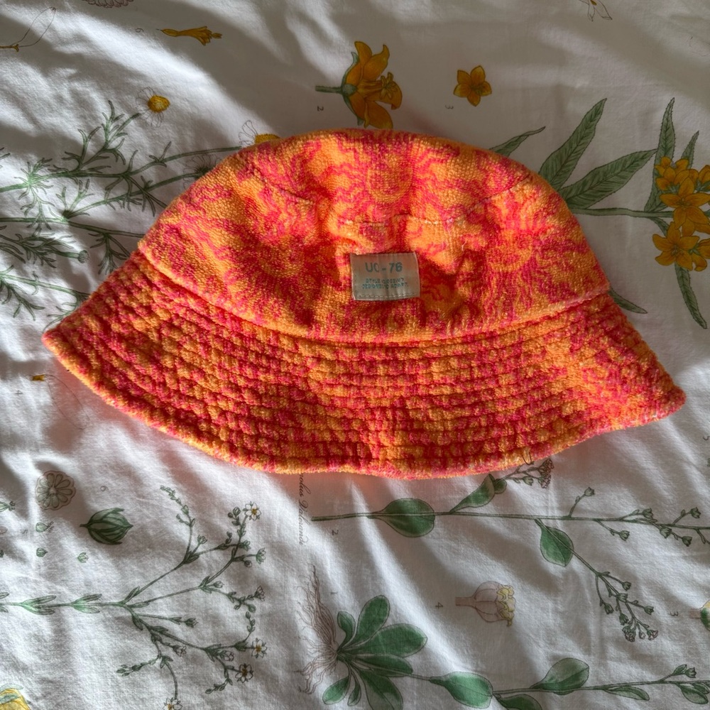 Urban Outfitters Vibrant Orange and Pink Bucket Hat